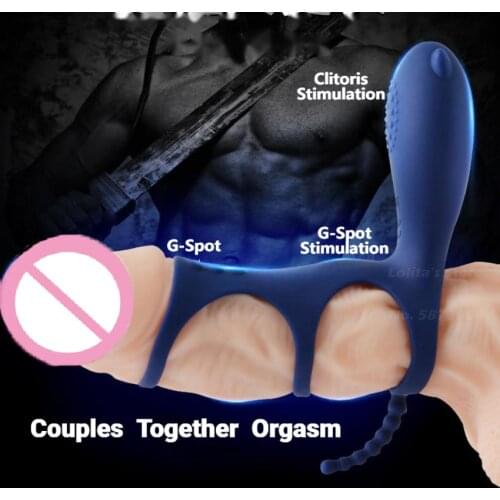Couples Penis Erection Long Lasting Vibrator Clitoris G-Spot Stimulation Orgasm Dildo Cock Three Rings Massager Sex Toys For Men