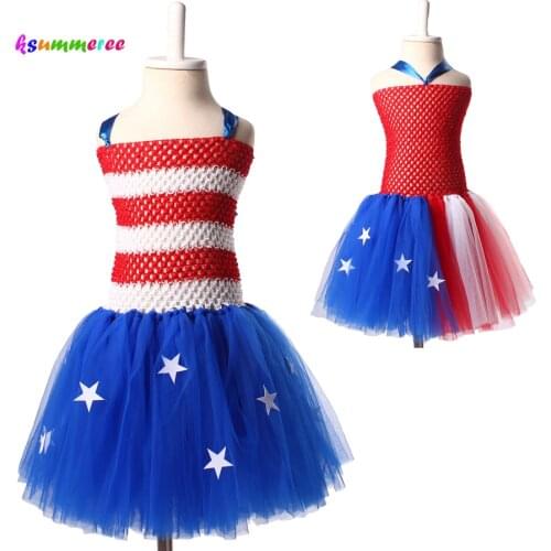 Ksummeree 4th of July Girls Tutu Dress American Flag Tutu Dress Baby Girl Patriotic Photo Prop Birthday Party Costume TS124