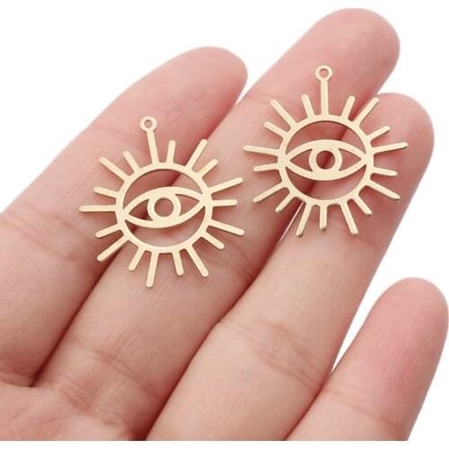 20pcs Raw Brass Hollow Sun Charms Eye Charms Pendant For DIY Earrings Necklace Jewelry Findings Making