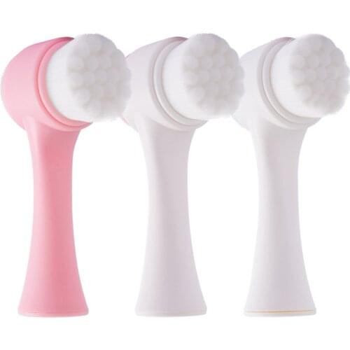 Portable Double Side Silicone Facial Cleanser Wash Brush Blackhead Removal Face Cleaning Massage Face Wash Product Facial Brush