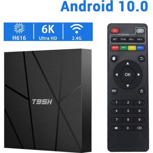 20PCS LOT T95H Smart Android 10.0 Android TV BOX H616 Quadcore A53 2.4G wifi 4GB 32GB64GB 6K Set Top Box
