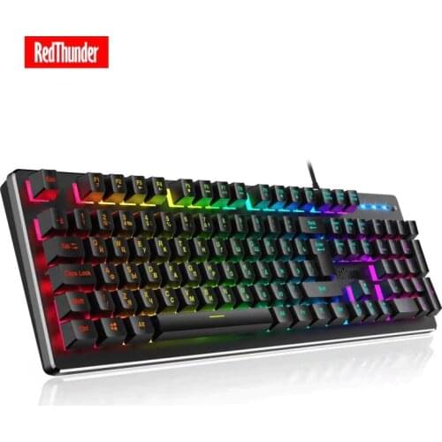 RedThunder K800 Wired Gaming Keyboard Mechanical-Feeling 25 Keys Anti-Ghosting RGB Backlight for PC Russian Spanish French IS
