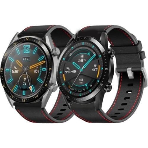 22mm Genuine Leather Watch Band For Huawei GT/2/2E/Pro correa reloj inteligente Replacements For Samsung Galaxy watch 3 45/46mm