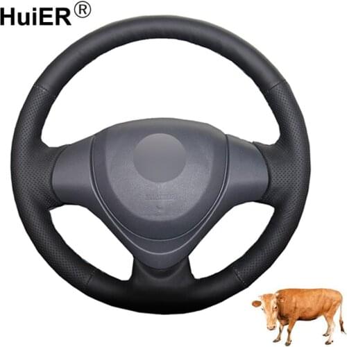 Hand Sewing Car Steering Wheel Cover Top Cow Leather Volant Braid on the Steering wheel For Suzuki Jimny 2015 2016 2017 2018