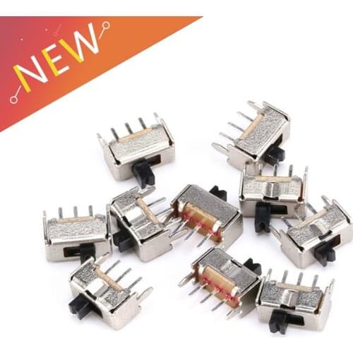 40PCS/Lot SS12D07 Mini Vertical Slide Switch 1P2T 3 Pin Toggle Switch SMD PCB DPDT Vertical Switch High Quality