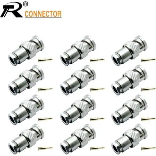 12/50/100pcs BNC male clamp CCTV accessories RG58/RG/RG59/RG6 Security Coax Coupler Video BNC Connector Adapter RF Convertor