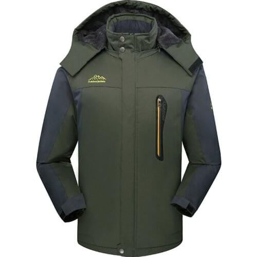 Winter Plus-sized Raincoat Jacket Mens Loose And Plus-sized Plus Velvet Thick Deconstructable Mountaineering Male Padded