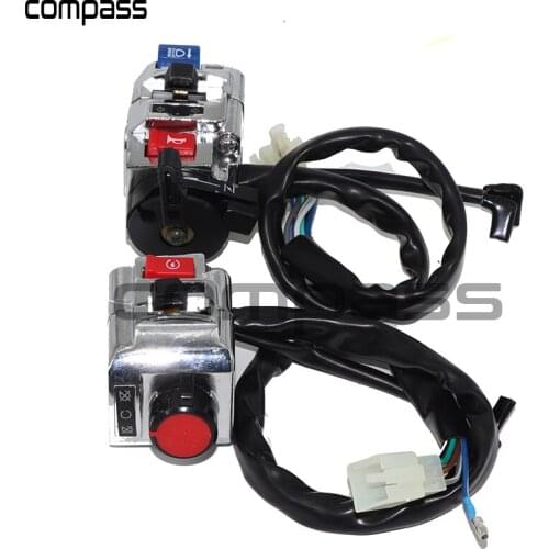 1 Pair 12V Aluminum Motorcycle 7/8" Handlebar Control Horn Turn Signal Light Start High/Low Beam Button Switch For Honda Yamaha