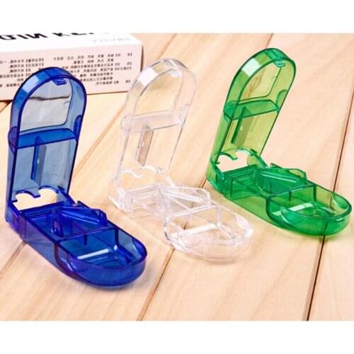 1PC Portable Pill Cutter Box Convenient Storage Box Tablet Cutter Splitter Medicine Pill Holder Pill Cutter Pill Box 2 Colors