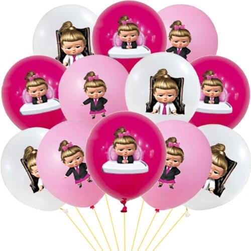 10/12pcs Cartoon Pink Boss Baby Girl Balloons 12inch Latex Ballons Baby Shower Boy Girls Happy Birthday Party Decoration Globos