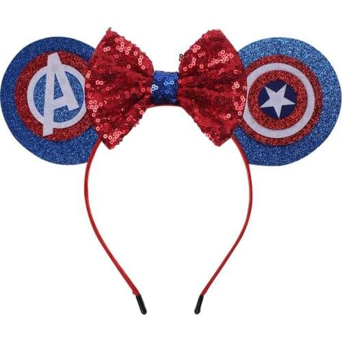10pcs/lot, 2019 Hot Sale American Shield Kids Hairband 5'' Hair sequin Bow Ears Headband DIY Hair Accessories For Girls Women