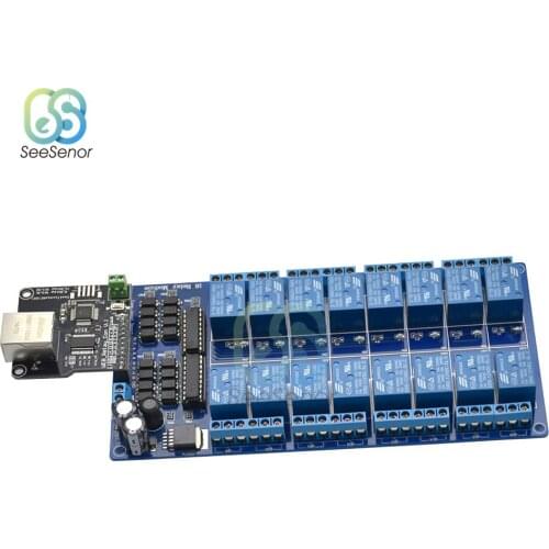 16 Channels Relay Ethernet Controller Board RJ45 Port Ethernet Control Module Lan Wan Network Web Server