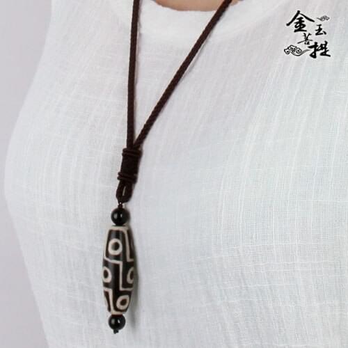 2018 New Designed Tibetan Dzi Necklace Nine Eyes Black Color Ethnic Style High Quality For Men and Women