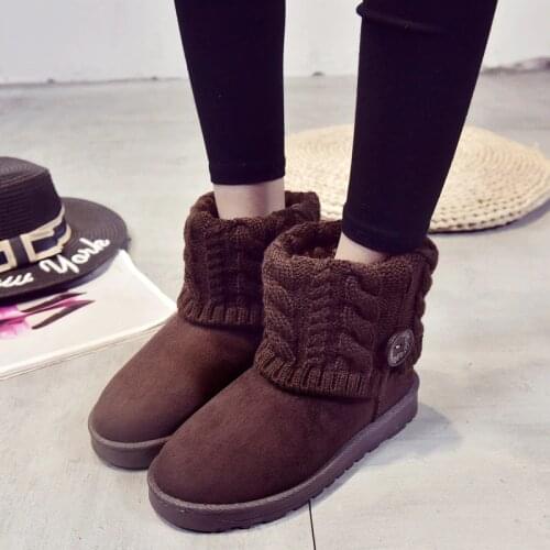 2018 Winter Women Snow Boots Wool Buttons Snow Boots Wholesale Korean Version Lovely Cartoon Flat Bottomed Cotton Shoes