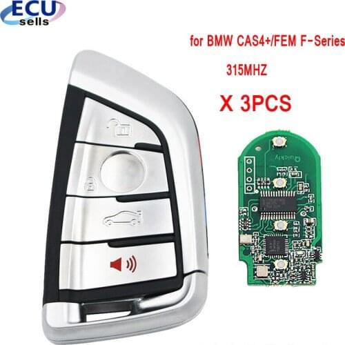 3PCS X Silver Smart Remote key Fob 315MHZ for BMW CAS4+/FEM F-Series X3 X4 M2 M3/M4 2011-2017 Uncut Insert Key