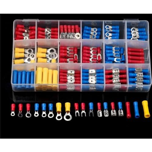 300Pc Assorted Full Insulated Electrical Wire Terminals Crimp Connector Spade Butt Ring Fork Crimping Terminal Set