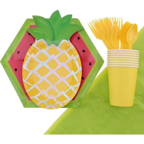 41pc/set Watermelon Pineapple Theme Party Tableware Party Birthday Decoration Baby Shower Disposable Tableware Party Supplies