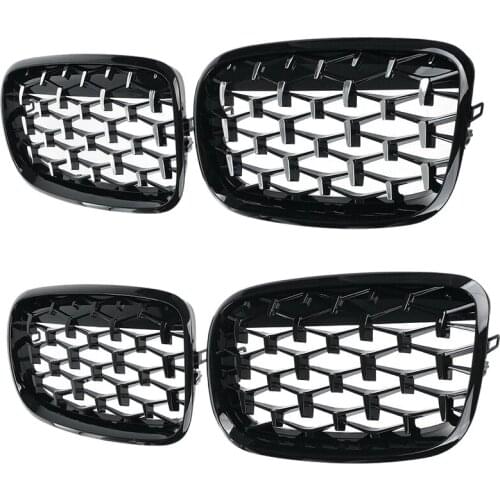 Car Diamond Grills Front Kidney Grill Chrome Mesh Grille Car Accessories for BMW E70 E71 E72 X5 X6 2007-2013
