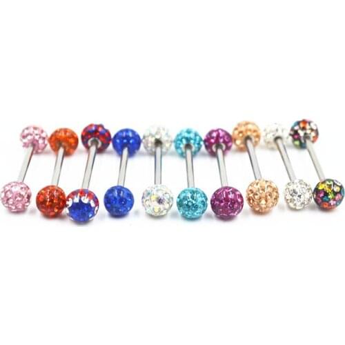 Free Shipping 20pcs Body Jewelry Piercing Nipple Barbells Nipple Bar 14G~1.6mmx16mmx6mm/6mm