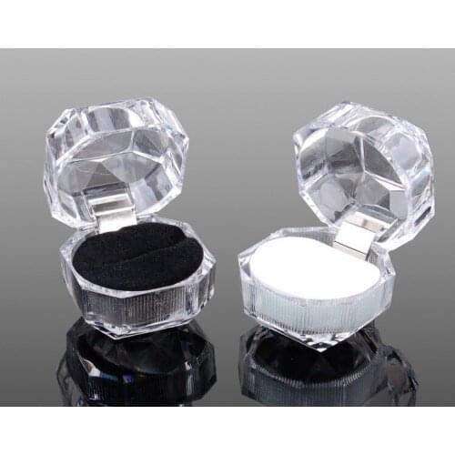 Free shipping 30pcs Clear plastic acrylic ring box , Jewelry Package Ring Earring Box Wedding Packaging Jewelry Box