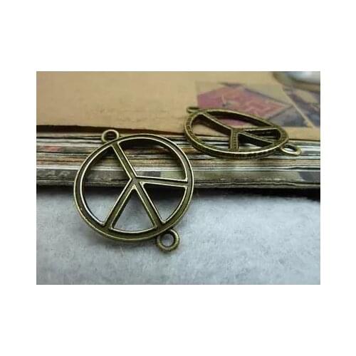 Diy handmade bracelet material ancient bronze 22 * 28 mm connection peace symbol charms Jewelry accessories