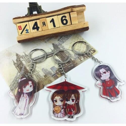 Anime Tian Guan Ci Fu Keyrings Cartoon Figure Car Key Chains Holder Best Friend Graduation Christmas Gift Standing Plate