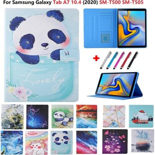 Flip PU Leather Case For Samsung Galaxy Tab A7 10.4 inch 2020 Cover For Samsung Tab A7 SM-T500 SM-T505 T507 Tablet Case Kids Pen