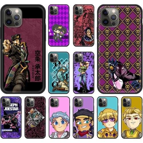 Phone Case For iPhone 11 Pro XS XR X Cover Funda For iPhone 12 Pro Max 7 8 Plus SE 2020 Black Shell Cute JoJo Bizarre Adventure