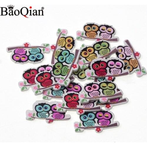 50Pcs Owl 2Holes Wood Button Scrapbooking Crafts Garment DIY Baby Children Clothing Sewing Accessories Button Decoration