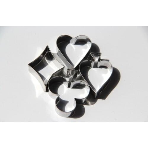 By dhl 200set 4pcs/set Poker Cookie Mold Stainless Steel Playing Cards Cake Fondant Mold Spade Diamond Biscuit Cutter