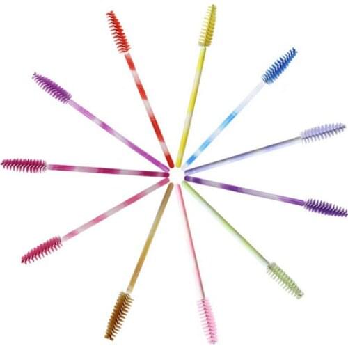 By dhl 500bags 50Pcs/bag Disposable Colorful Eyelash Brushes Plastic Handle Mascara Applicator Eyelash Extension Makeup Tool hot