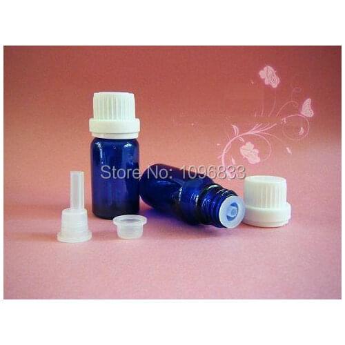 10ML Essential Oil Vial with Big Cap, 10CC Blue Glass Bottle, Empty Dropper Vials, Glass Bottle with Theft proof Cap, 50pcs/Lot