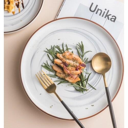 Nordic Ceramic Dinner Plates Western Steak Plates Cake Dessert Salad Round Plate Snack Dishes Tray Food Decorative Tableware