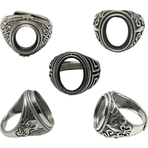 Beadsnice Cabochon Setting Ring Vintage Style DIY Ring 925 Sterling Silver for Oval Stones Thailand Silver Rings ID 34078