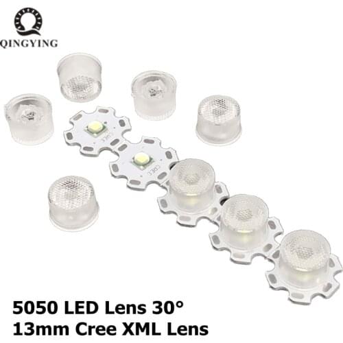 50-500pcs 13mm 5050 LED Lens 30 Degree Optical PMMA Lenses Holder XML XML2 XML-L2 Plano Reflector Collimator