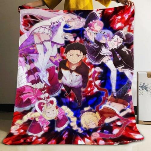 Musife Custom Re:Life in a different world from zero Flannel Blanket Design Your own Blanket Flannel Blankets for Sofa