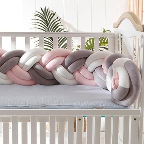 Fashion Baby Cushion Bumpers Weaving Bed Bumpers Safety Protection for Newborn Baby CushionsCrib Nursery Room 150cm YYJ001