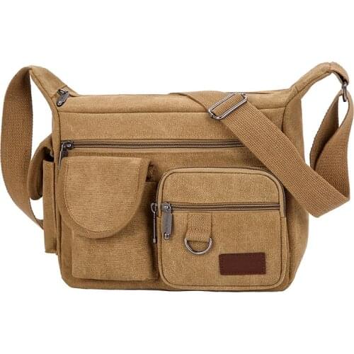 Men Canvas Crossbody Shoulder Bag Men Vintage Zipper Casual Travel Messenger Pack Male Boy Shoulder Sling Working Bags Bookbag