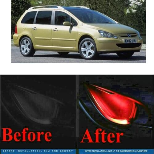 4pc CF style stickers on cars interior inside door handle atmosphere lamp for peugeot 307 206 308 407 207 2008 3008 508 406 301