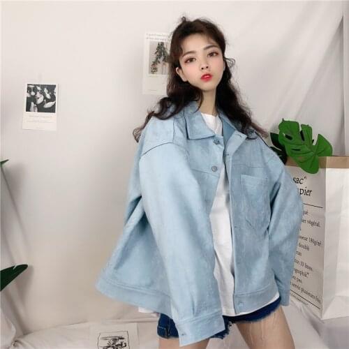 Not below web celebrity loose bf wind deerskin flocking haze han edition casual jacket blue coat will firm offers