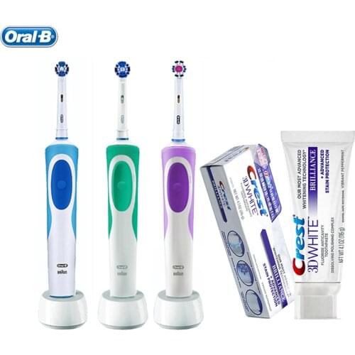Oral B Vitality Electric Toothbrush Rechargeable OralB Teeth Brush Heads 2 Minute Timer Precision Clean With 3D White Toothpaste