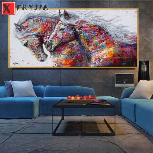 Full Square Diamond Painting Mosaic Needlework Large size abstract animal, horse Picture Diamond Embroidery Sale Home Decor