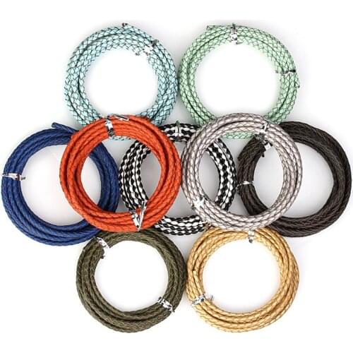 SAUVOO 2 Meters 3 4 6mm Round Braided Leather Cord Vintage Leather Thread Rope For Leather Bracelet Necklace Jewelry Making