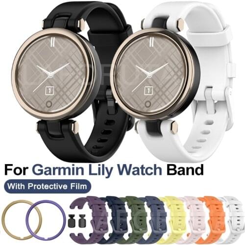 Silicone Strap For Garmin Lily Band With Protective Film Tempered Glass for For Garmin Lily Watch Correa Bracelet 14mm Straps