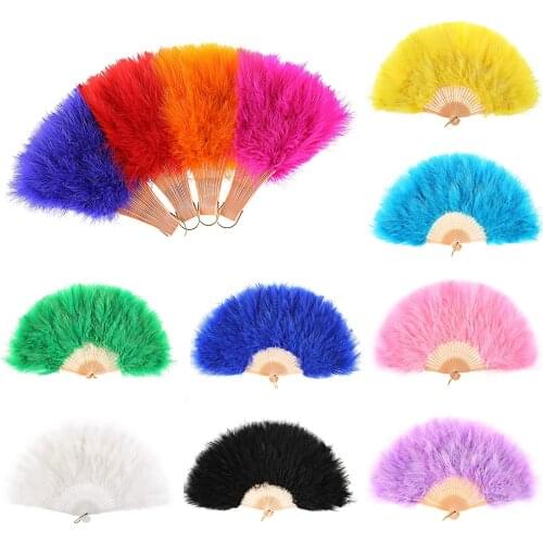 Wedding Large Feather Hand Fan Flapper Costume Accessories Feather Folding Handheld Fan for Dance Party Feather Fans for Wedding