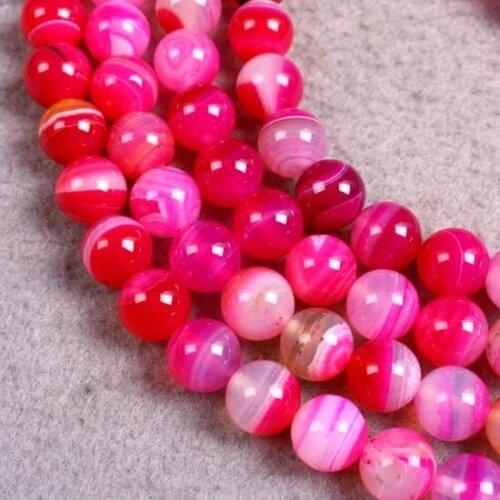 TUMBEELLUWA 10mm Rose Red Agate Round Loose Spacer Beads Charms For Jewelry Making DIY Bracelet Necklace Accessories