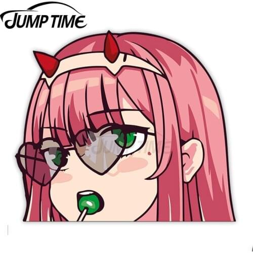 JumpTime 13 x 12.2cm Zero Number Two Peek Peeking Peekers Window Vinyl Car Bumper Anime Stickers Waterproof Personality Decal