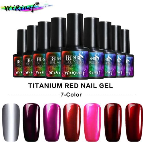 WiRinef Uv Gel Glitter Mirror Metal Titanium Red Series Gel Nail Polish Nail Art UV&LED Lucky Gel Lacquer Nail Varnish