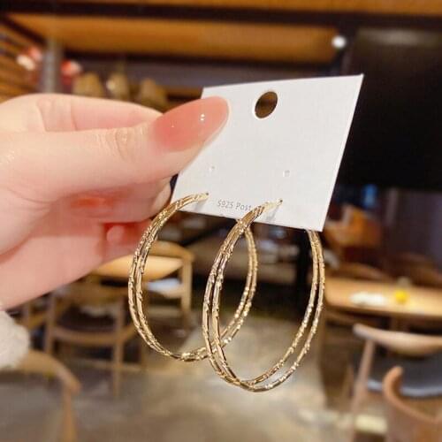 Origin Summer Chic Gold Silver Color Metallic Circle Earrings for Women Big Geometric Hoop Earrings Statement Jewelry Pendientes