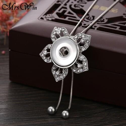 2019 Fashion Choker Necklace for Women Flower 18mm Snap Buttons Tassel Pendant Necklace for Women Jewelry